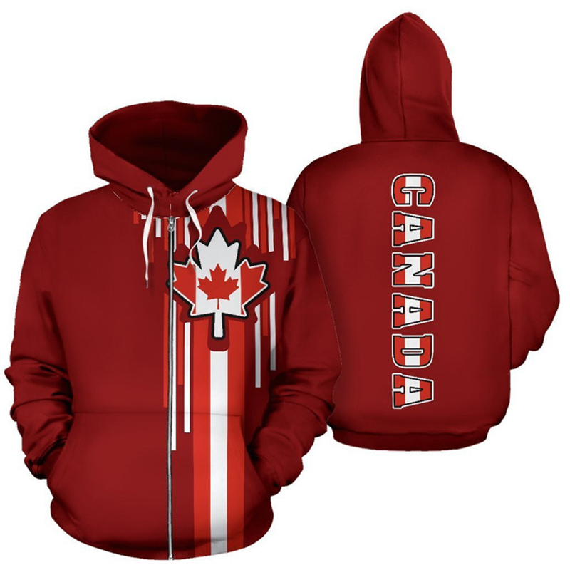 Canada Flag 3d Printed Zip Up  - Street Fashion Canada 评论和价格
