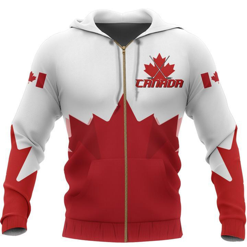 Canada Flag 3d Printed Zip Up  - Street Fashion Canada 评论和价格